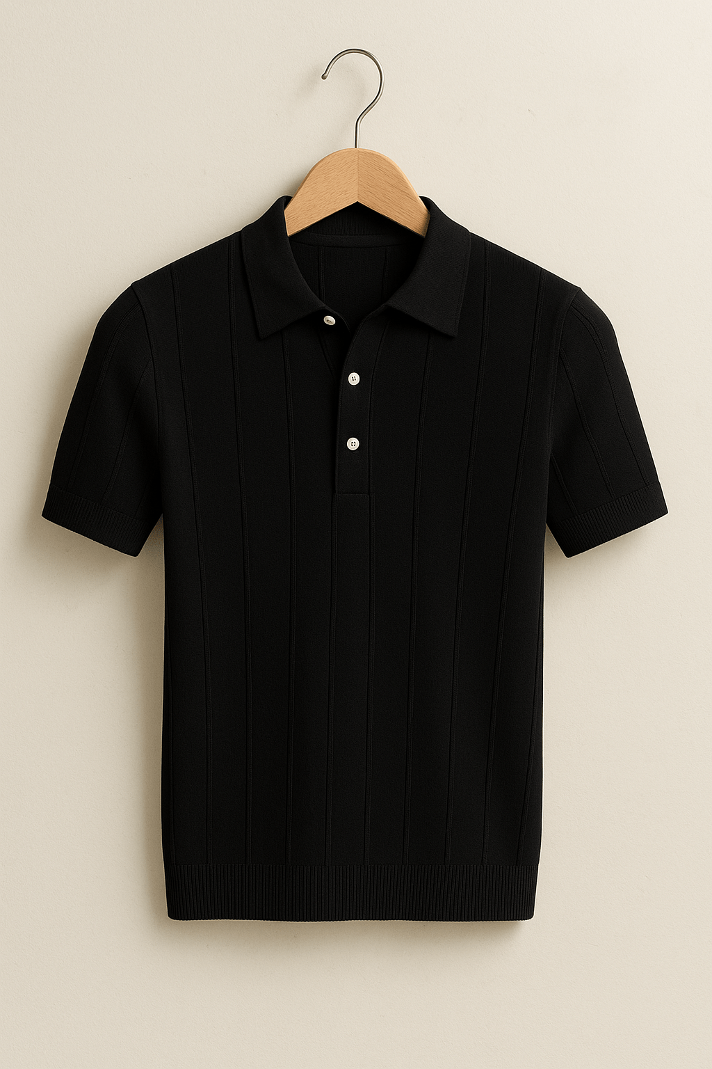 Herren Strick Poloshirt Kurzarm