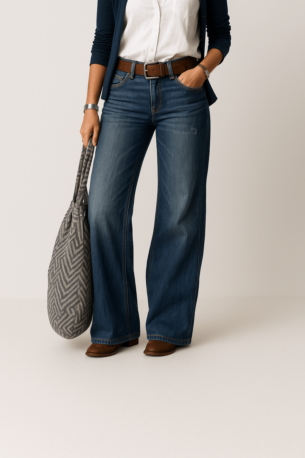 Damen Jeans mit Weitem Bein Trendig