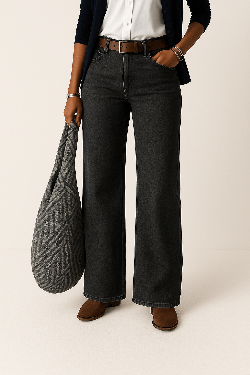 Damen Jeans mit Weitem Bein Trendig