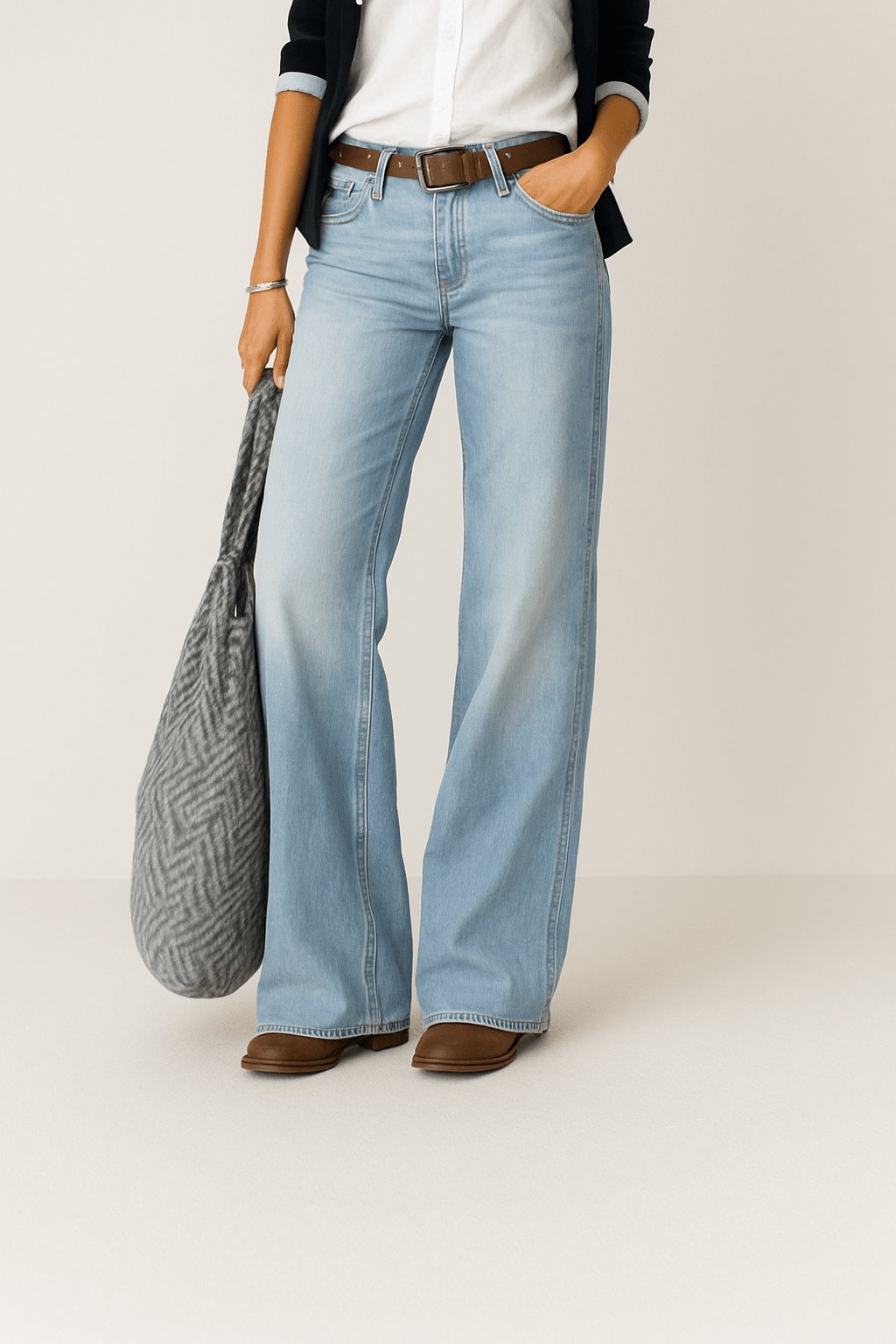 Damen Jeans mit Weitem Bein Trendig
