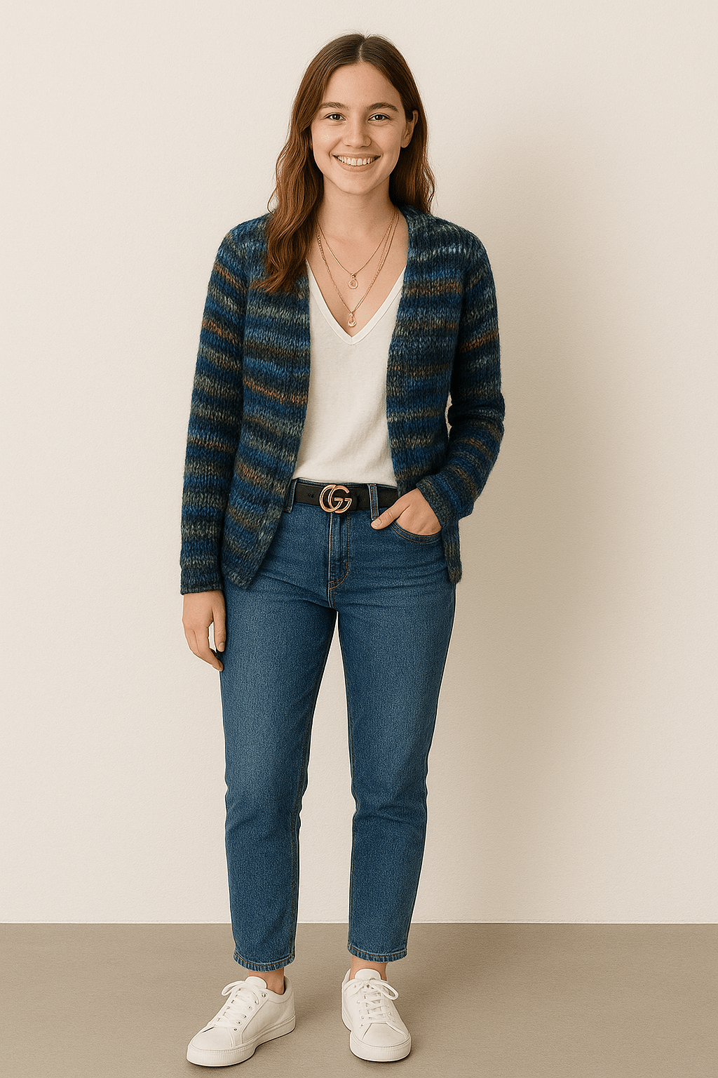 Damen Mehrfarbige Strickjacke Stilvoll