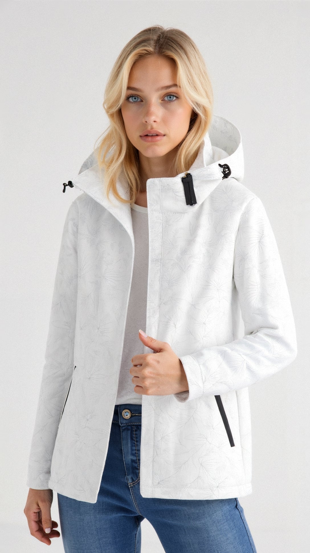 Damen Bedruckte Jacke mit Kapuze Outdoor