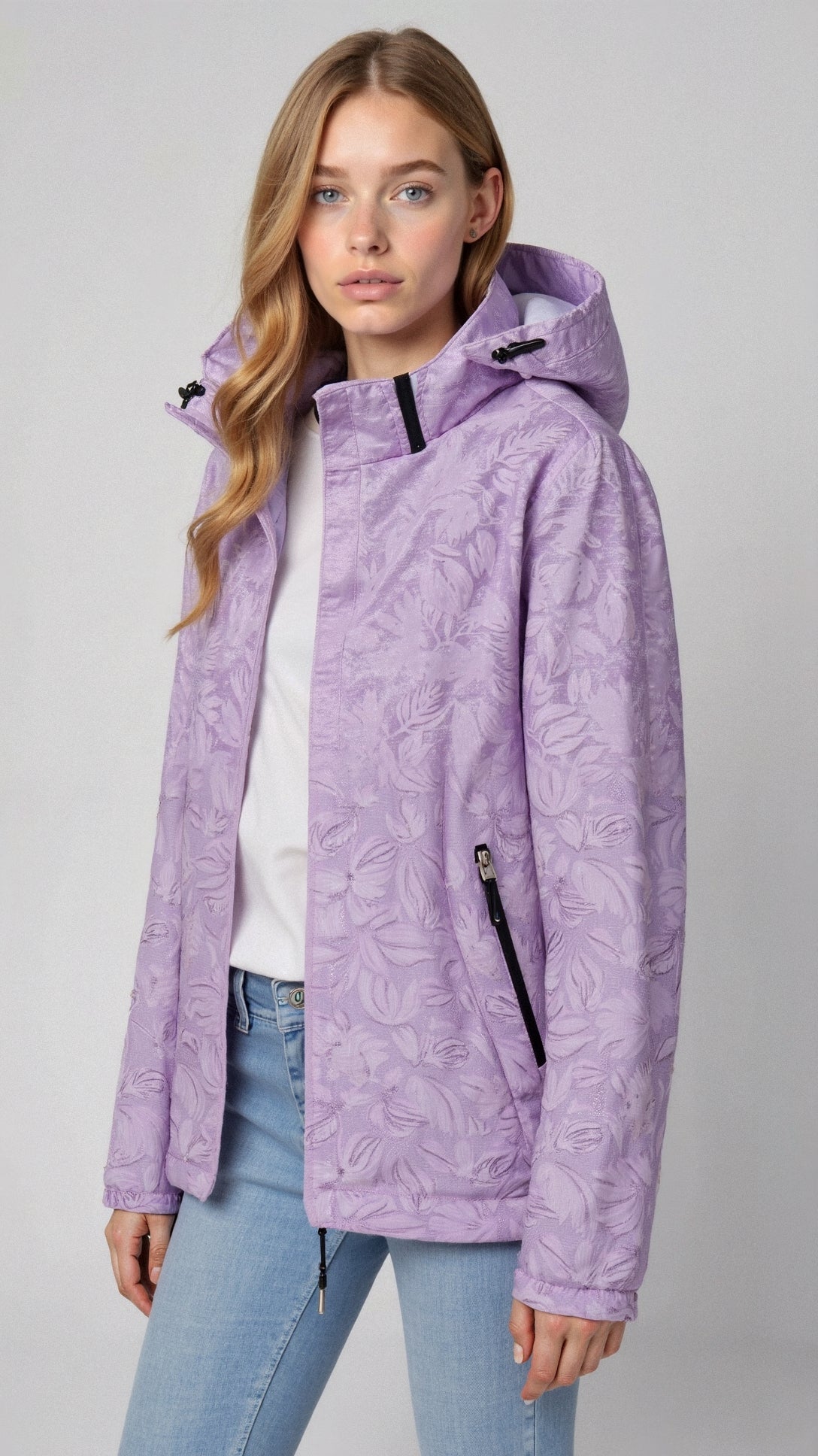 Damen Bedruckte Jacke mit Kapuze Outdoor