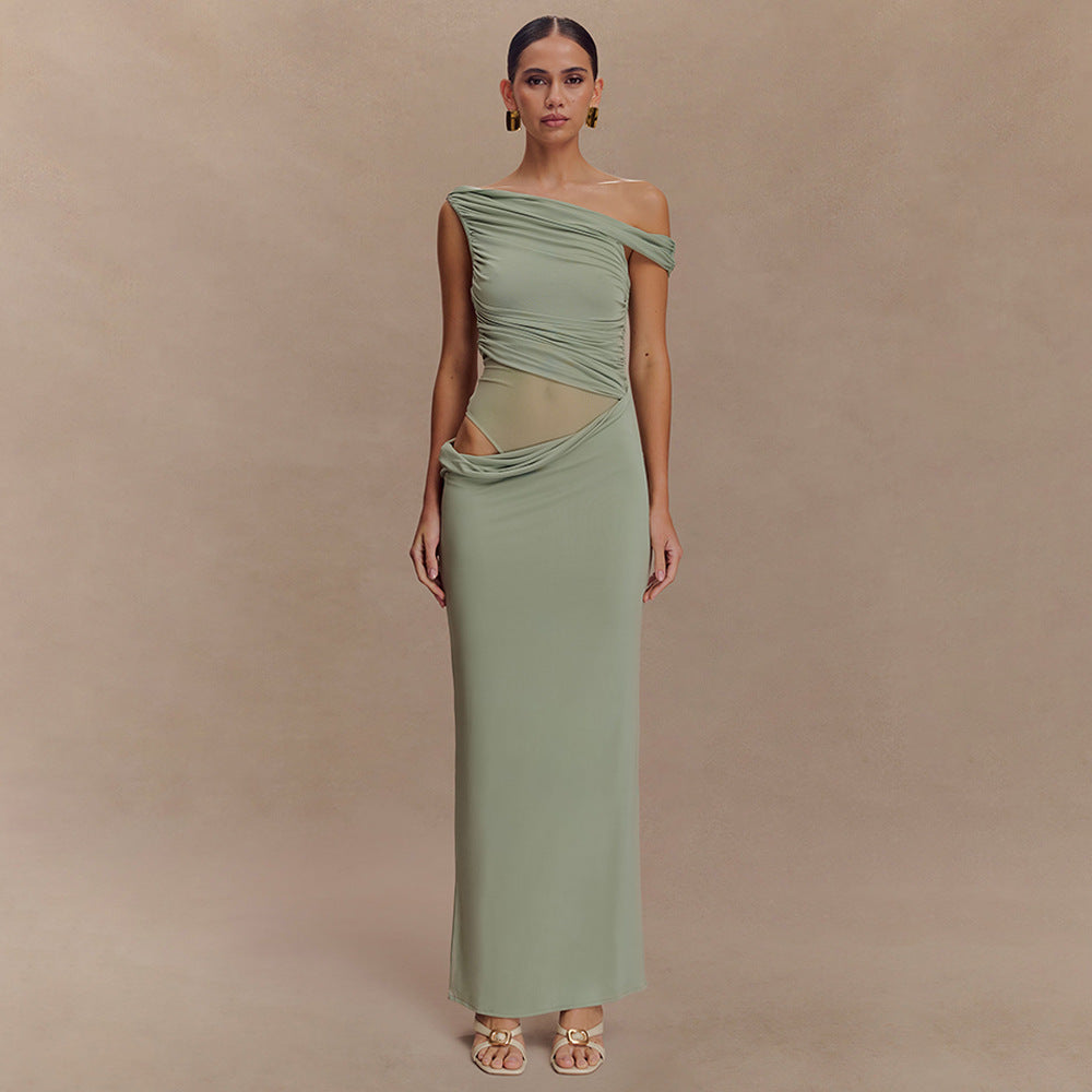 Nyella – Damen Drapiertes Asymmetrisches Sommerkleid Maxi