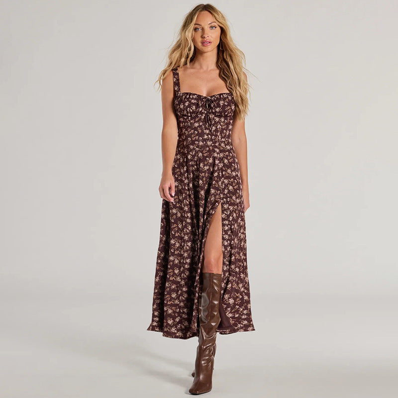 Veyla - Damen Blumenkleid mit Trägern Midi