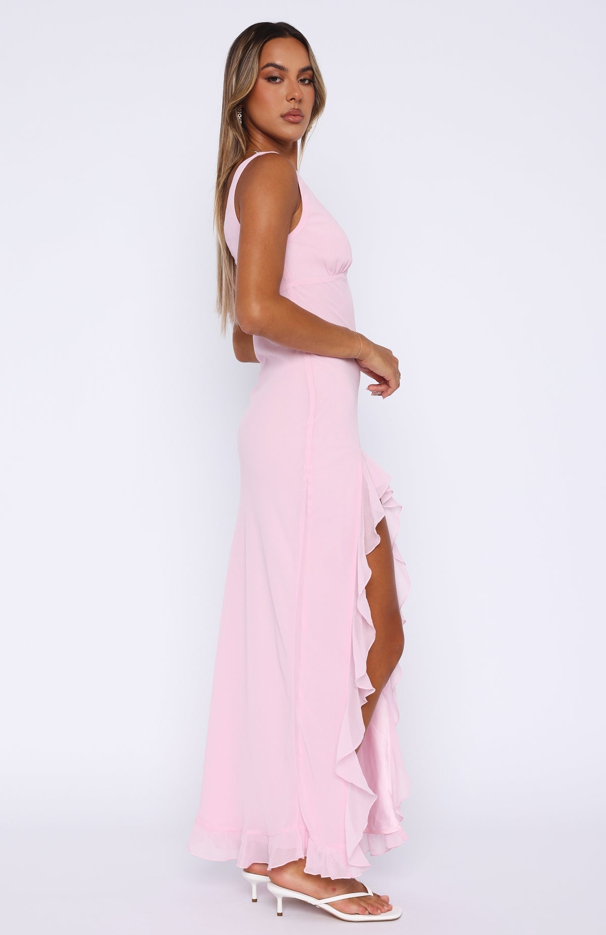 Olyne | Langes Kleid mit V-Ausschnitt