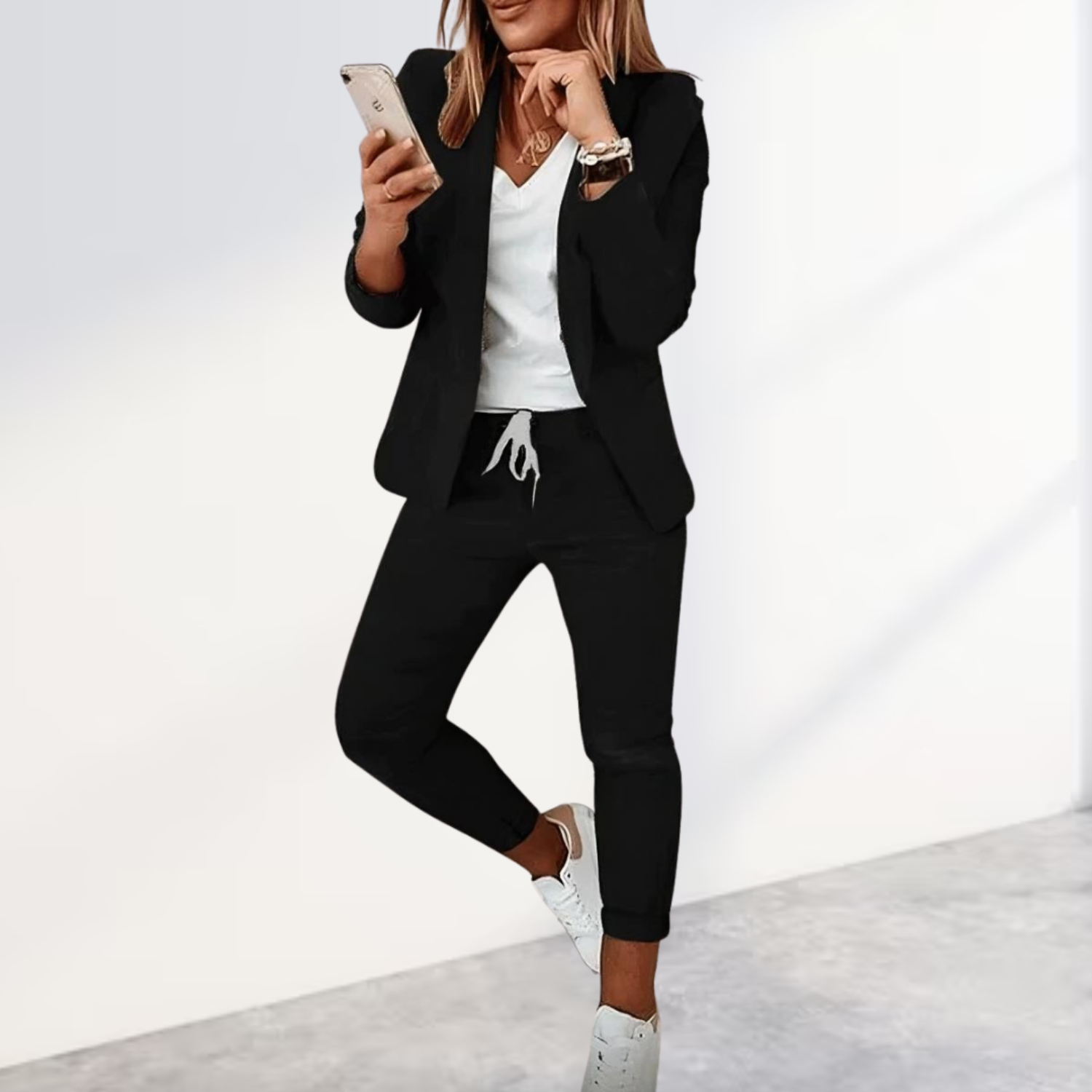 Damen Stylisches Blazer und Hosen-Set Slim fit