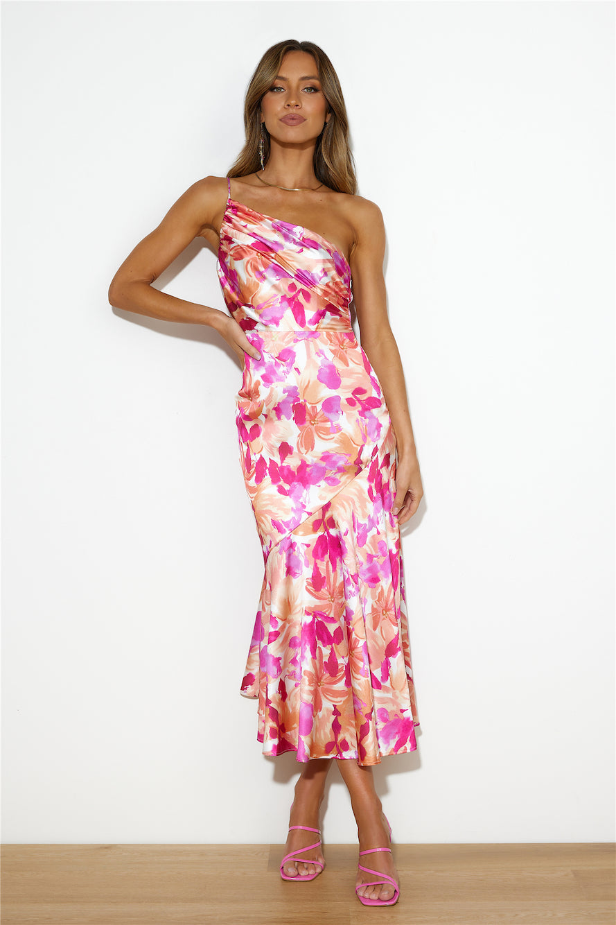Aeris | Langes Asymmetrisches Kleid mit Blumenmuster