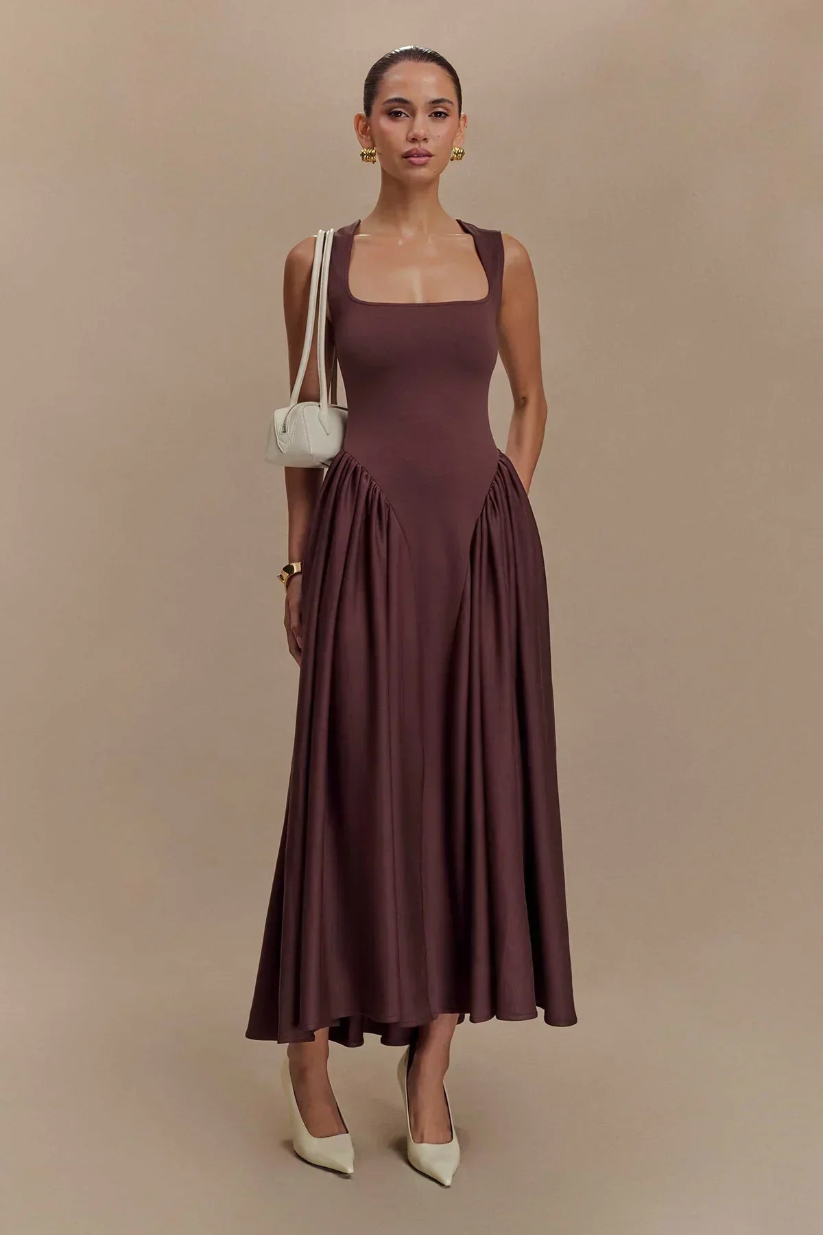 Ivana | Ärmelloses fließendes Midi-Kleid