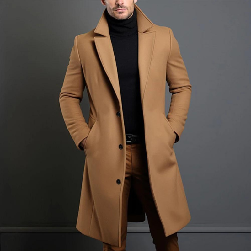 Herren Hochwertiger Mantel Lang