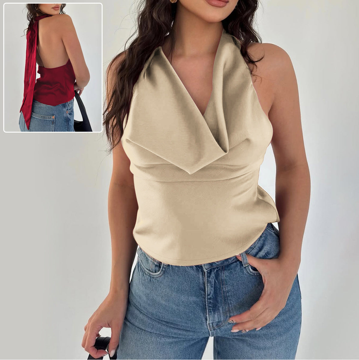 Ophelie | Neckholder-Top mit drapiertem Ausschnitt