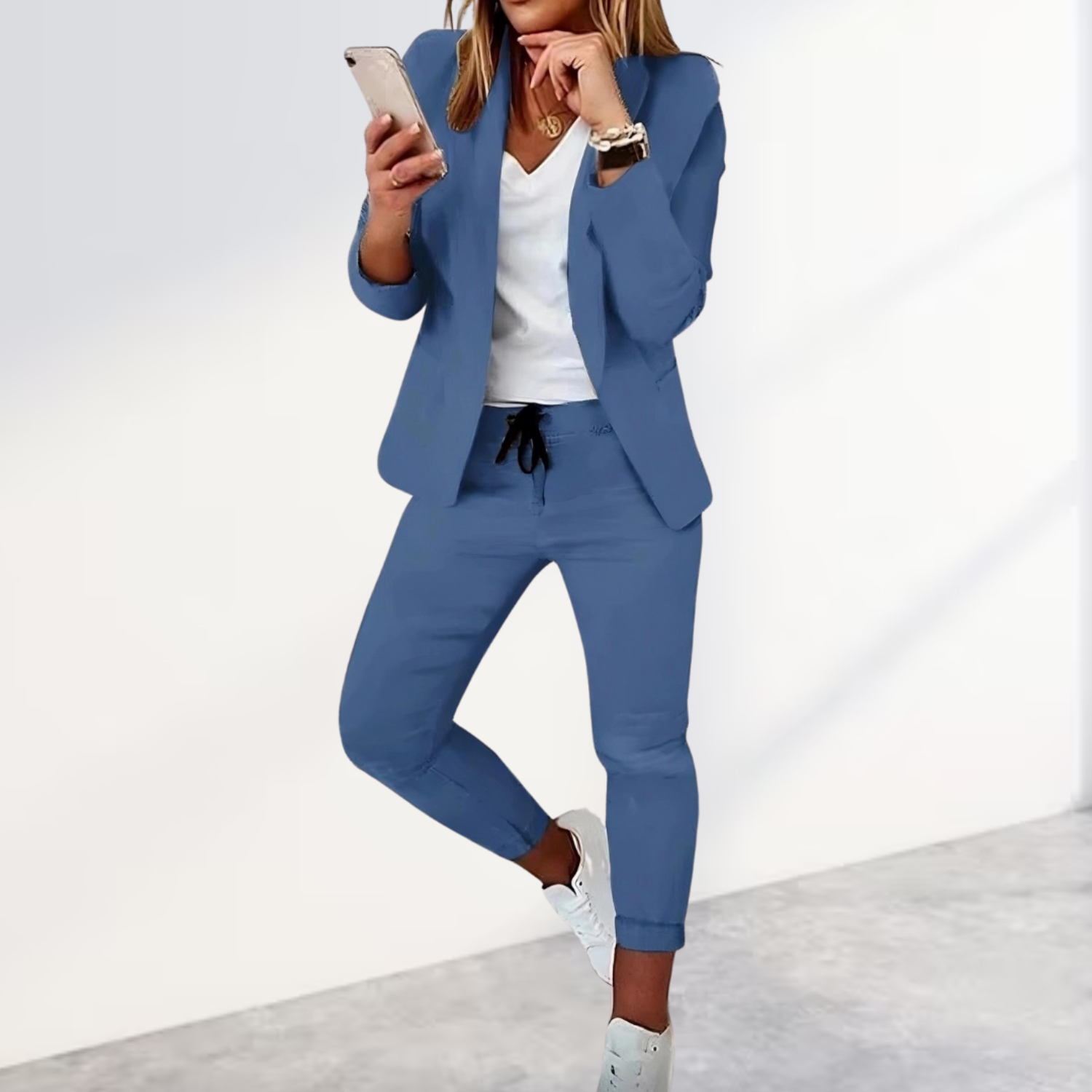 Damen Stylisches Blazer und Hosen-Set Slim fit