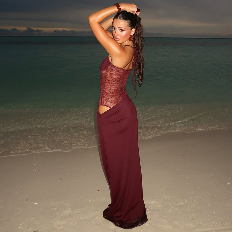 Rina | Lange Spitzenkleid