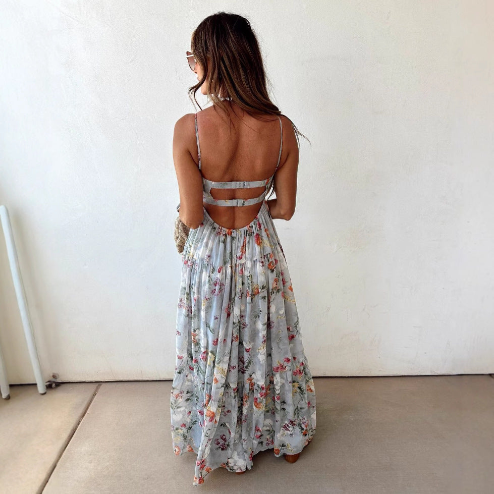 Naya - Damen Ärmelloses Neckholder-Kleid mit Blumenmuster – Sommer