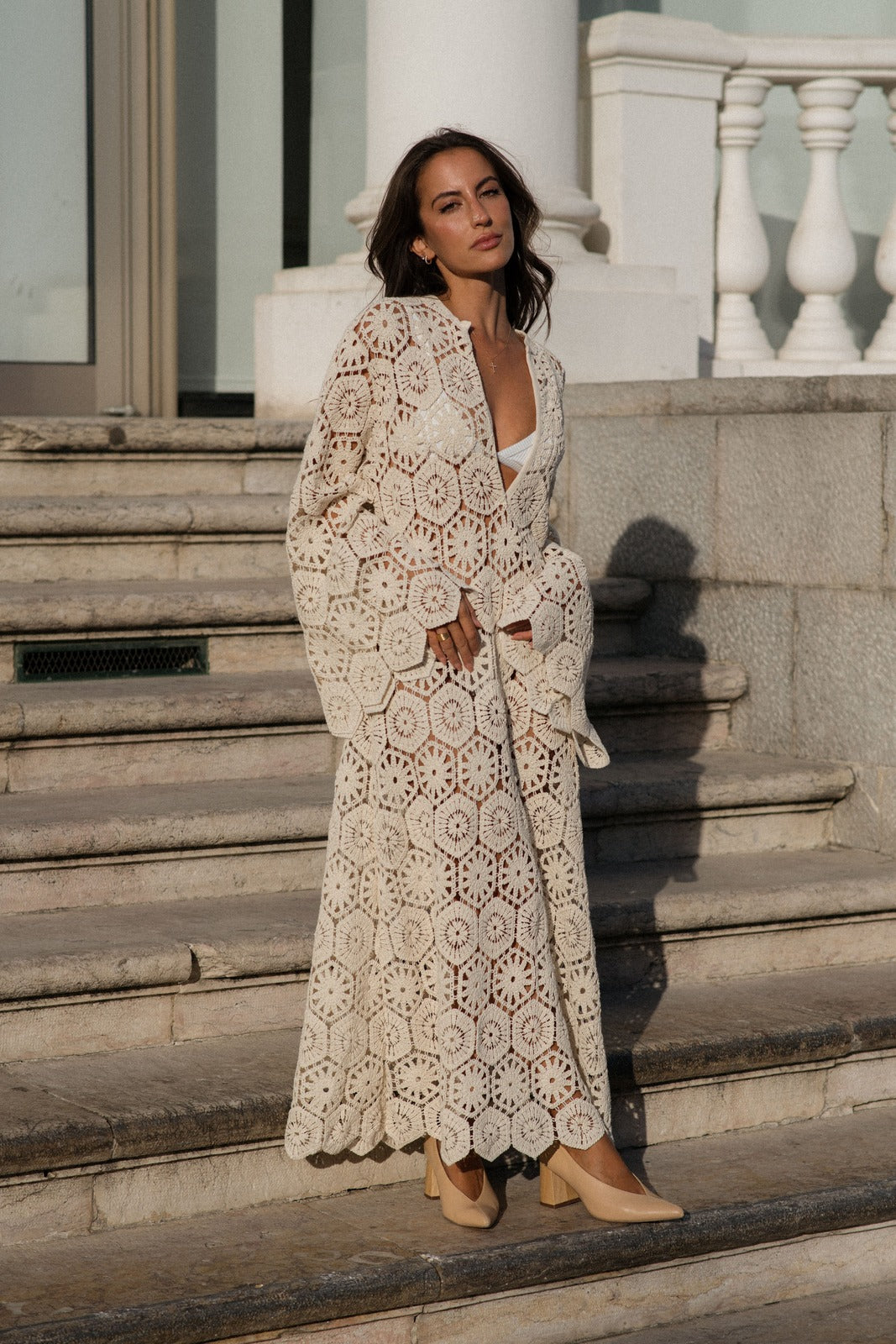 Zayra - Damen Langärmeliges Bestickung Kleid Maxi