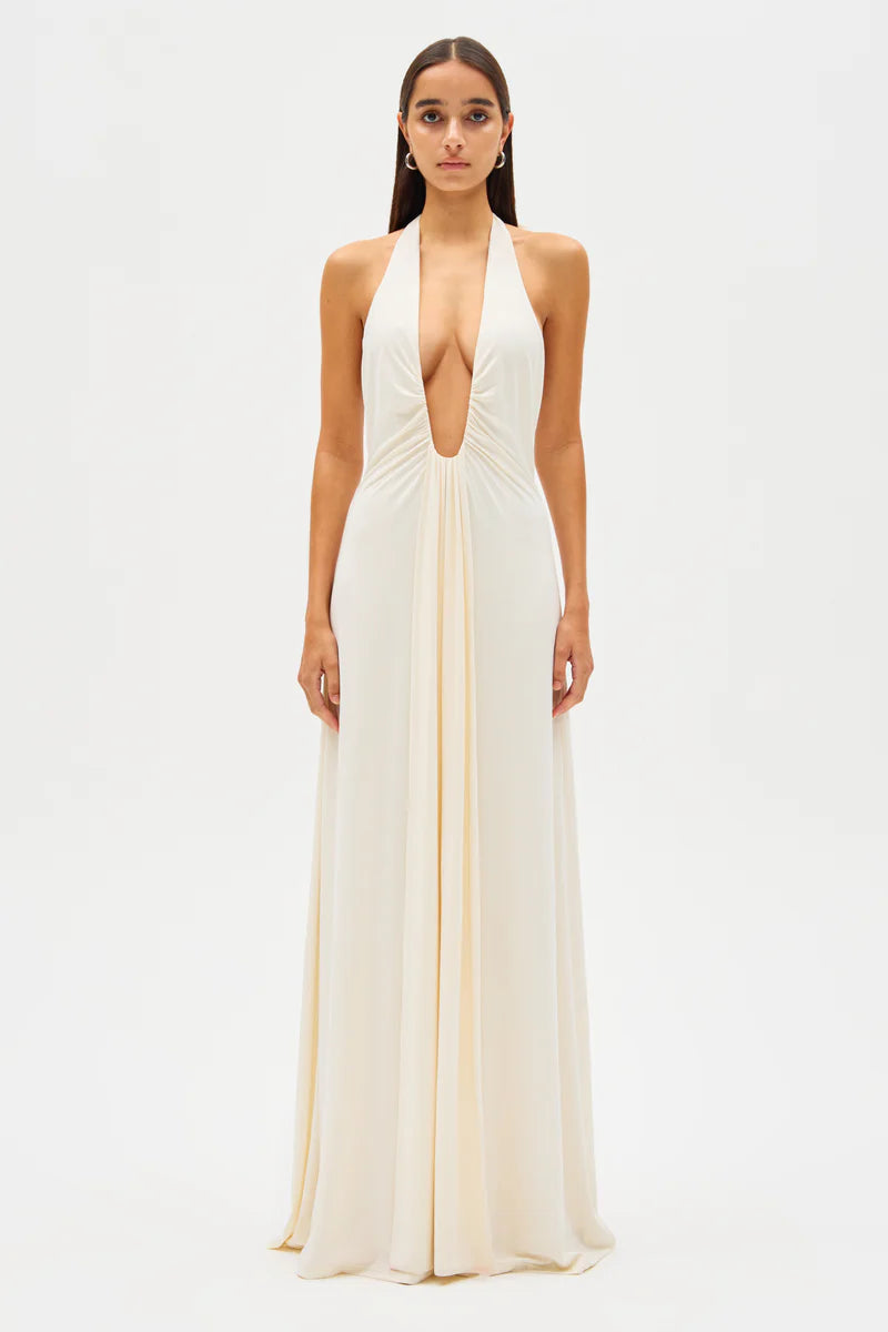 Meyla - Damen Elegantes V-Ausschnitt Abendkleid Maxi