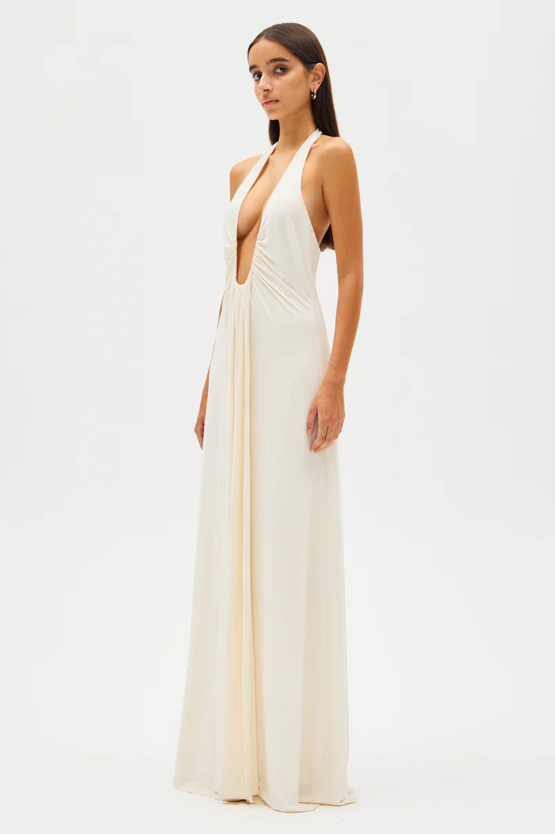 Meyla - Damen Elegantes V-Ausschnitt Abendkleid Maxi