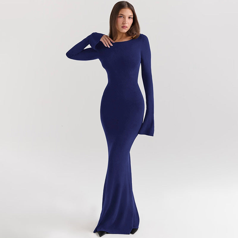 Sasha | Eng anliegendes langes Kleid mit entblößtem Rücken