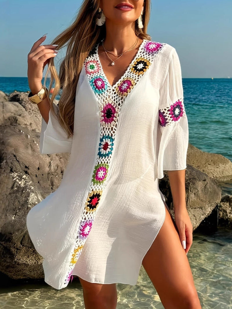 Lanie | Langes Besticktes Strandkleid