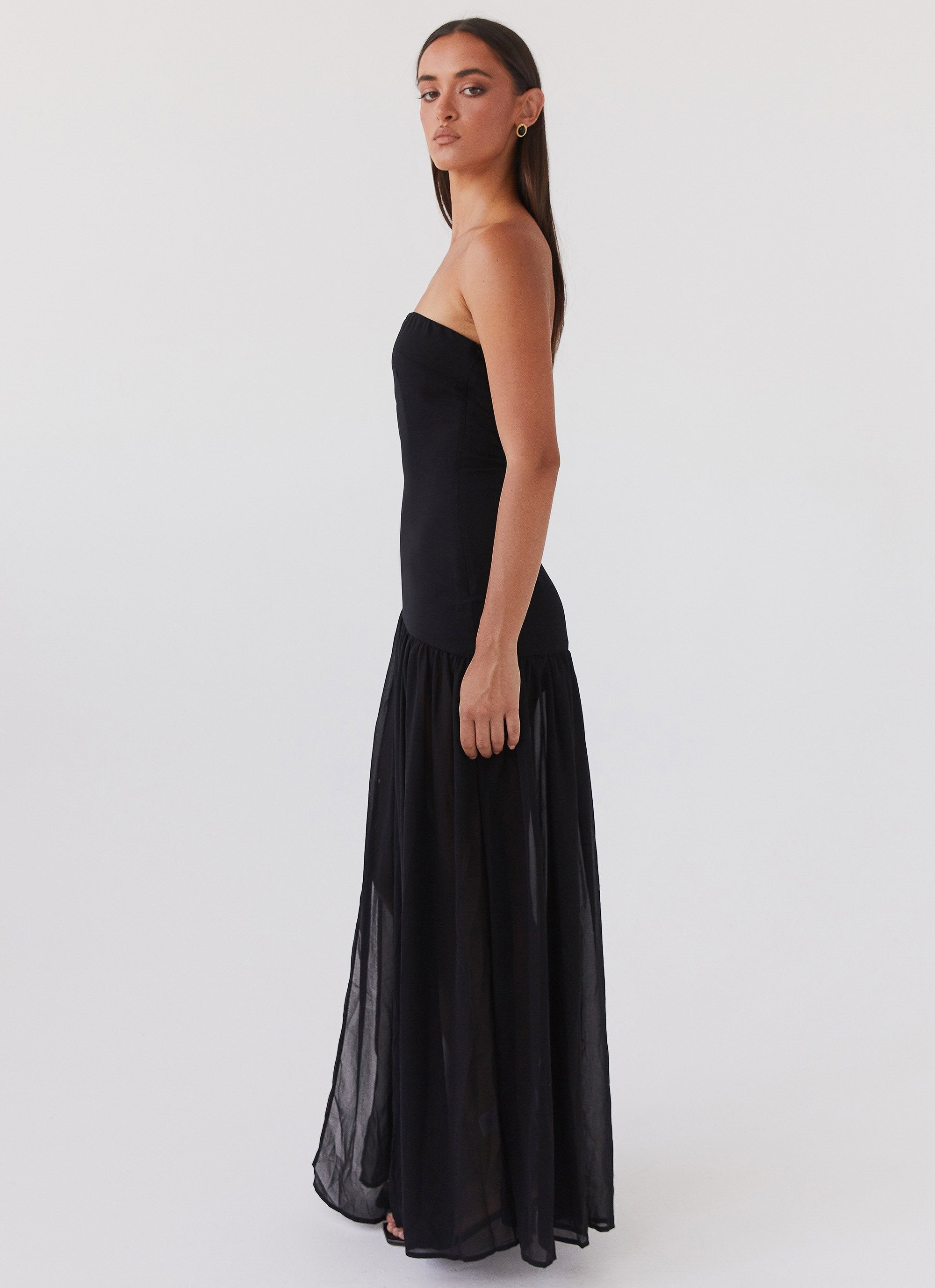 Zaya - Damen Trägerloses Fließendes Kleid Maxi