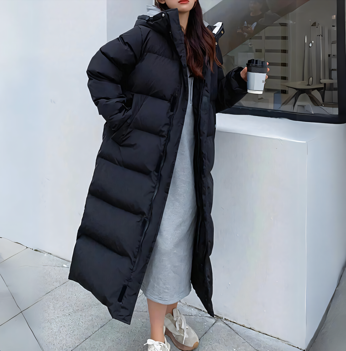 Damen Winddichte Daunenjacke Lange