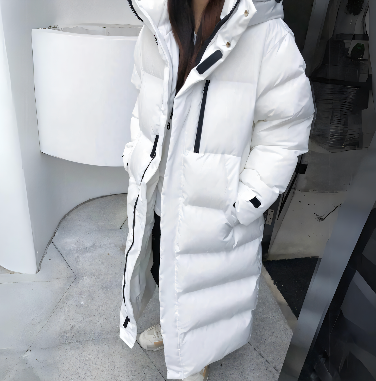 Damen Winddichte Daunenjacke Lange
