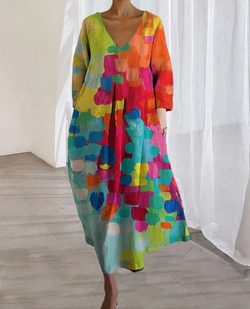 Nola - Buntes bedrucktes Kleid für Damen