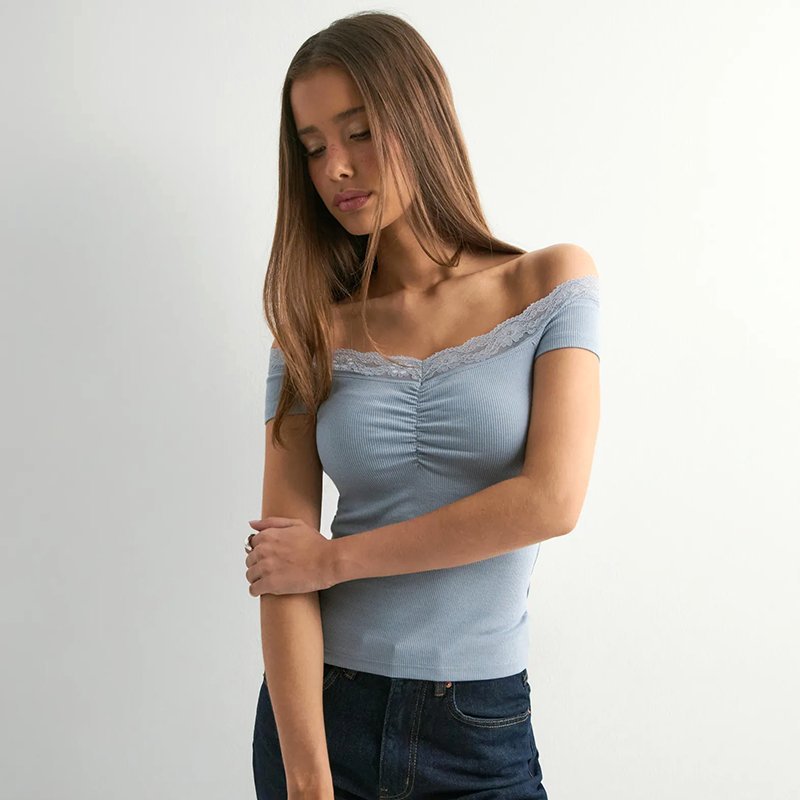 Amaya – Damen Schulterfreies Elegantes Oberteil Festlich