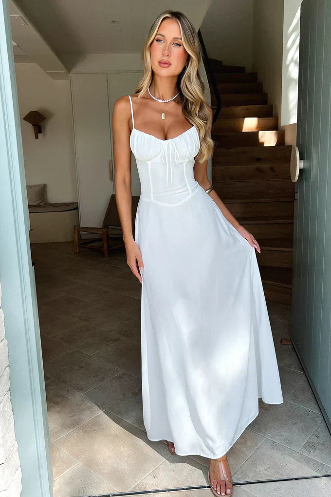 Azela - Damen Elegantes Maxikleid Ärmellos