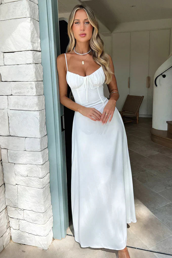 Azela - Damen Elegantes Maxikleid Ärmellos