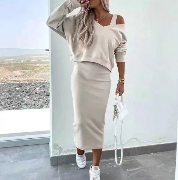 Damen Freizeit Sweatshirt und Kleid Set Herbst