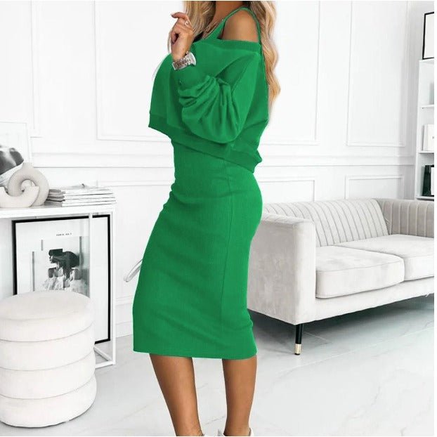 Damen Freizeit Sweatshirt und Kleid Set Herbst