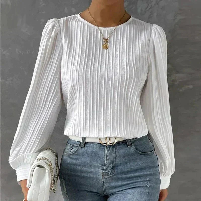 Damen Textur-Bluse Langarm