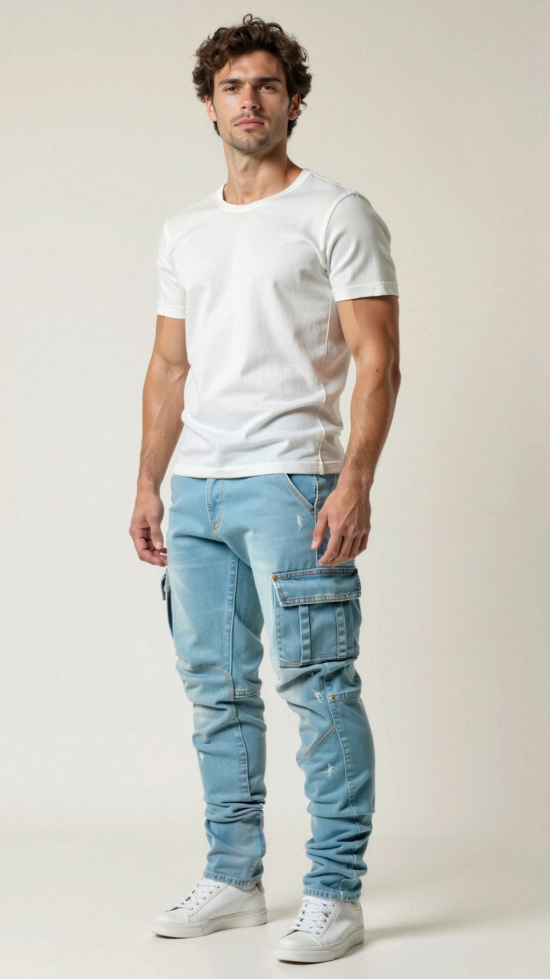 Herren Dehnbare Cargo-Jeans Slim Fit