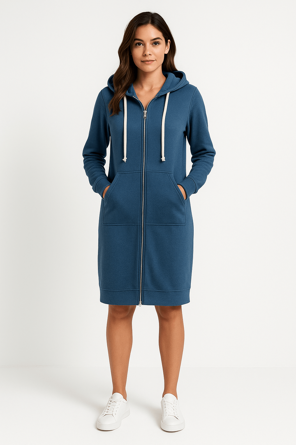 Damen Knielanger Hoodie Warme