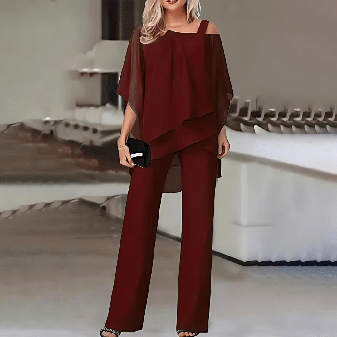Damen Schulterfreies Oberteil und Hosen Set