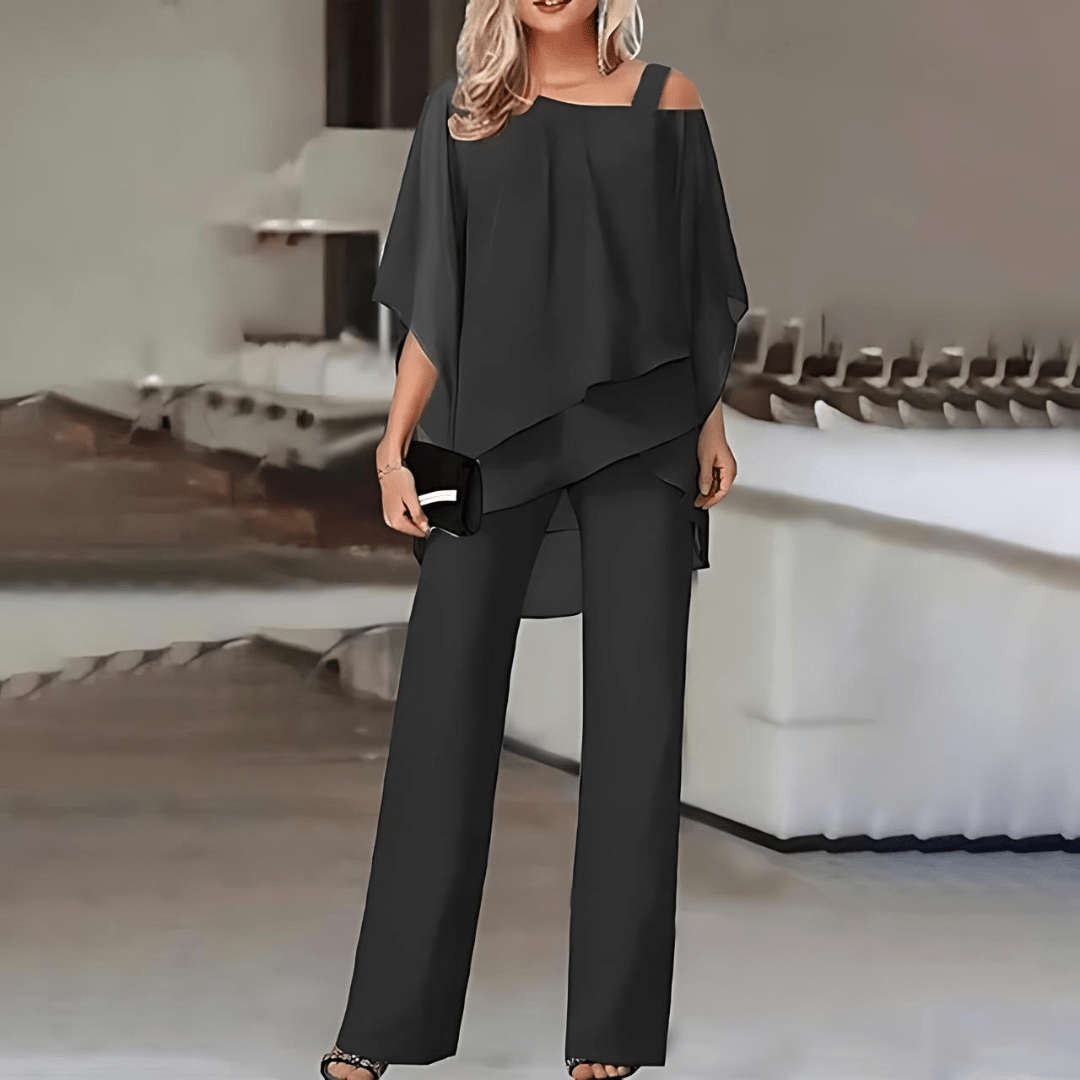 Damen Schulterfreies Oberteil und Hosen Set
