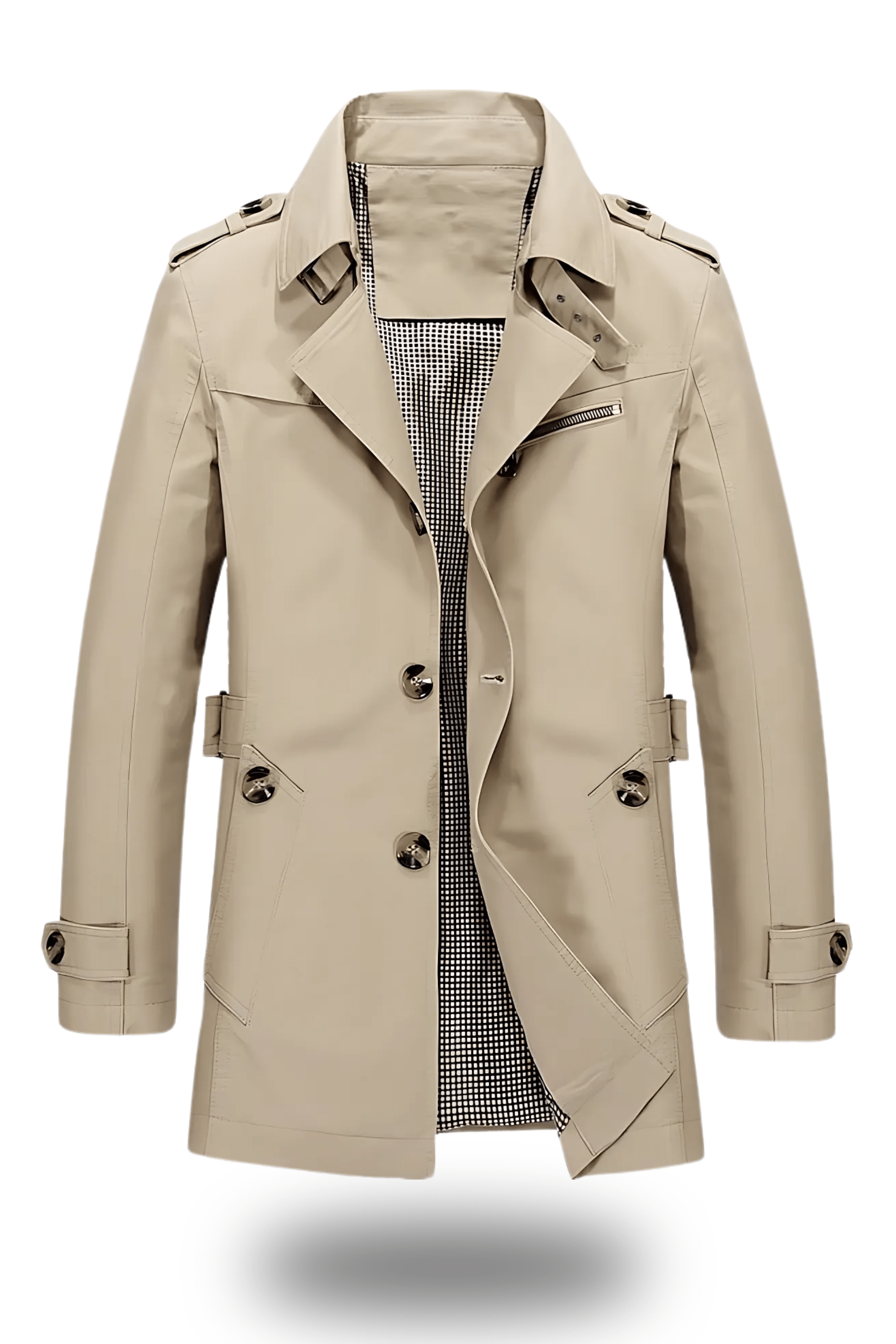 Herren Trenchcoat mit Umgelegtem Kragen Winter