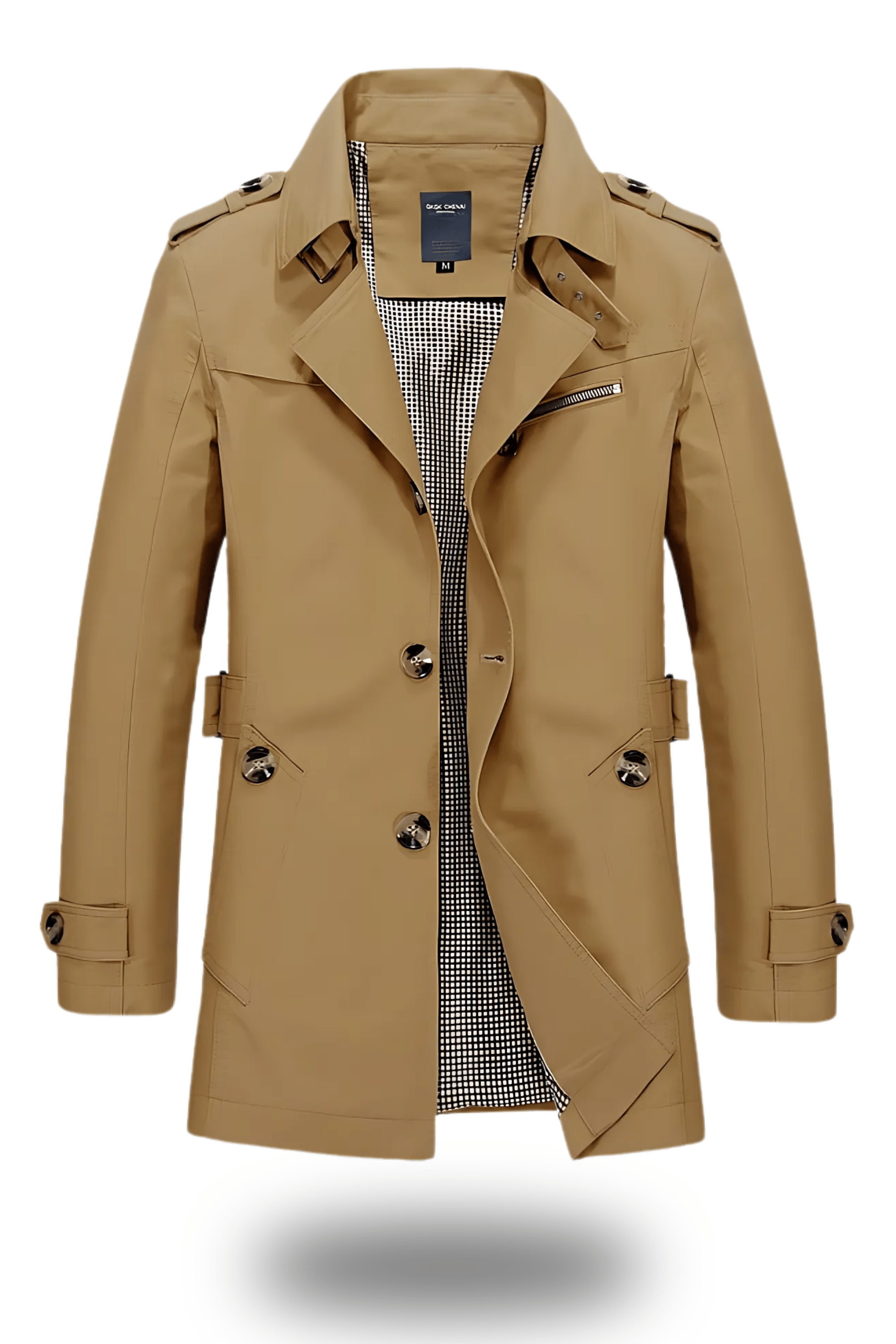 Herren Trenchcoat mit Umgelegtem Kragen Winter