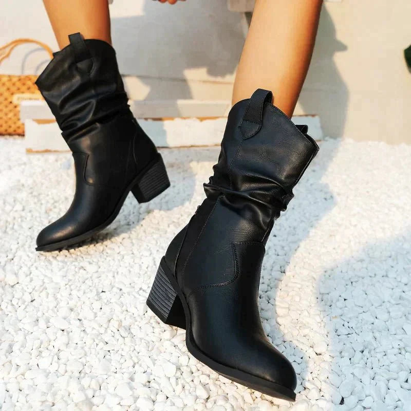 Damen Knitterstiefel Wasserdichte