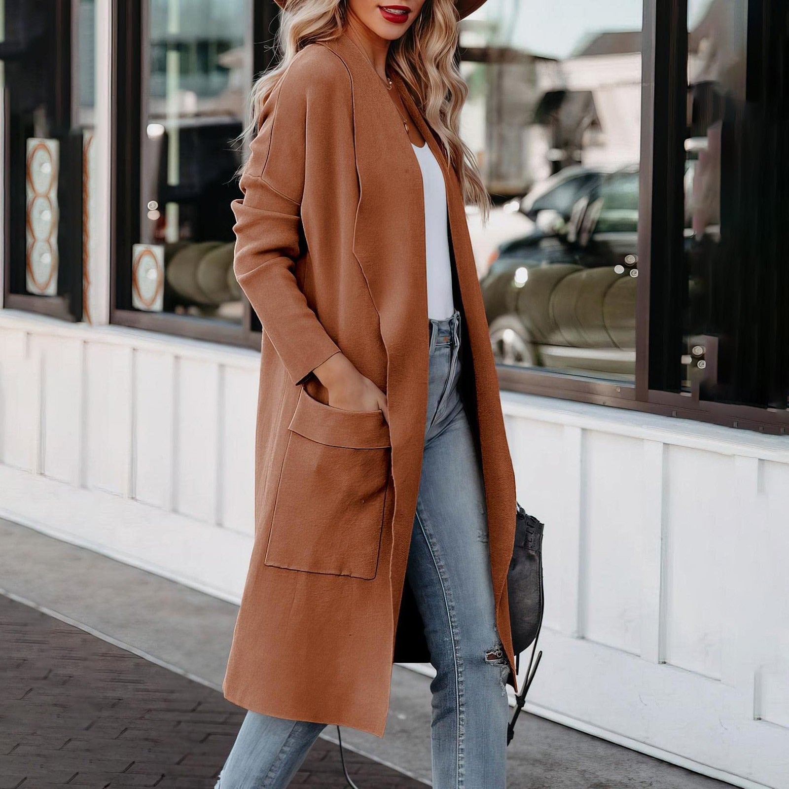 Damen Lange Strickjacke Winter