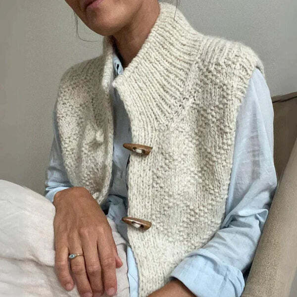 Damen Strickweste mit Stehkragen Weiß