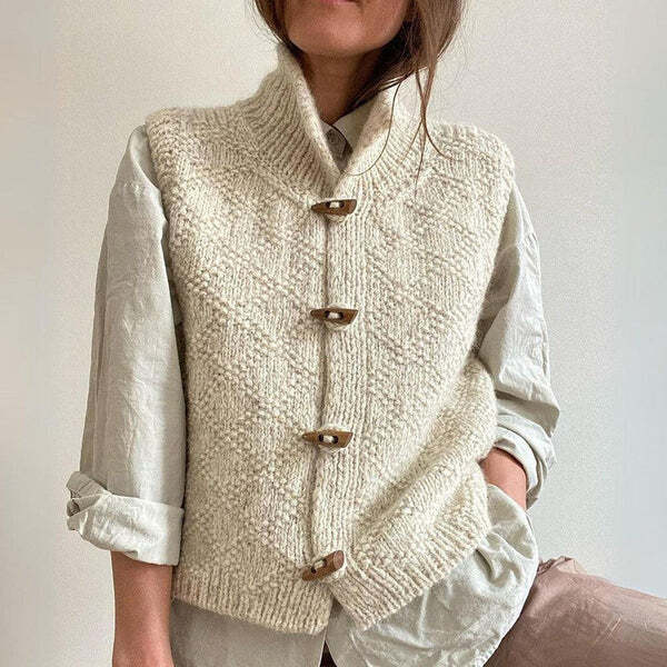 Damen Strickweste mit Stehkragen Weiß