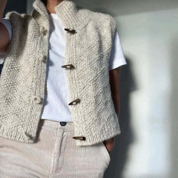 Damen Strickweste mit Stehkragen Weiß